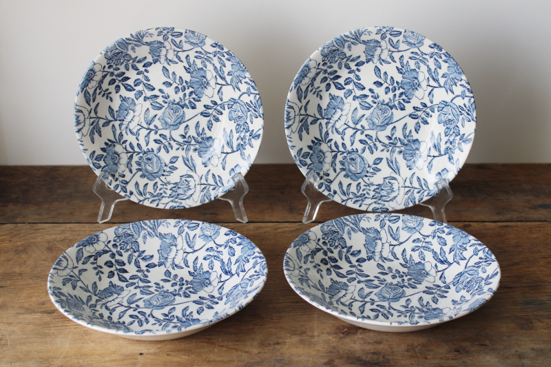 photo of Churchill England china vintage Blue Peony floral toile print round serving bowl  #1