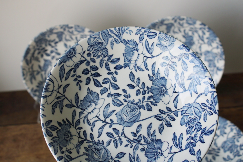 photo of Churchill England china vintage Blue Peony floral toile print round serving bowl #2