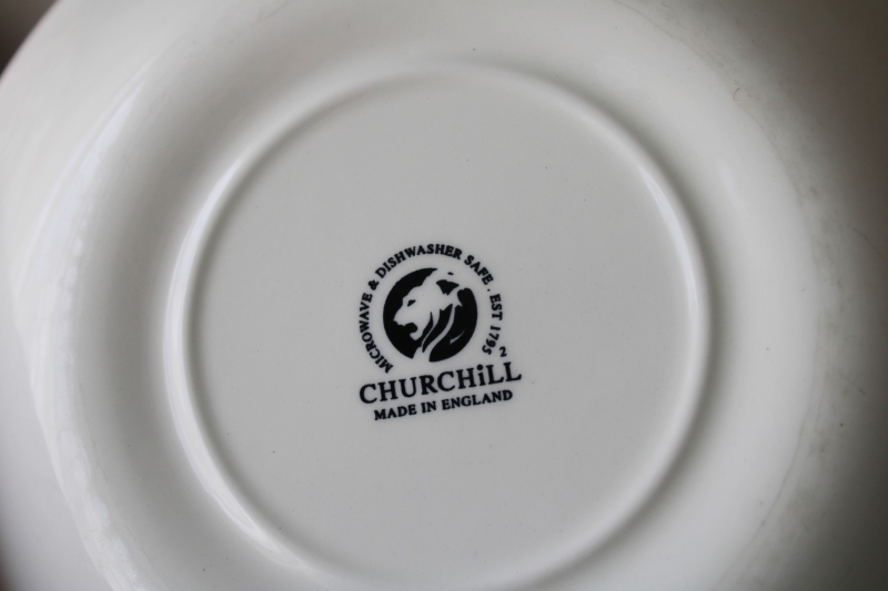 photo of Churchill England china vintage Blue Peony floral toile print round serving bowl #4