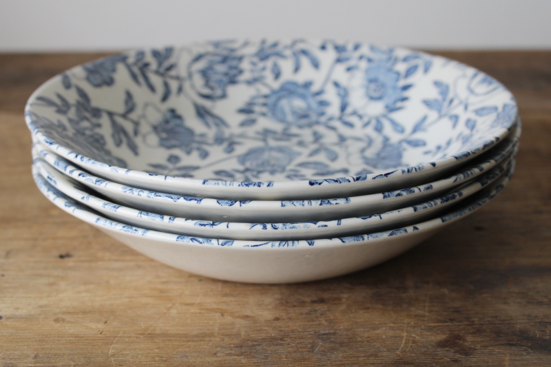 photo of Churchill England china vintage Blue Peony floral toile print round serving bowl #7