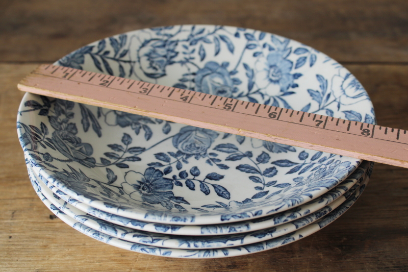photo of Churchill England china vintage Blue Peony floral toile print round serving bowl #8