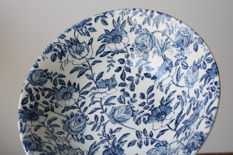 photo of Churchill England china vintage Blue Peony floral toile print round serving bowl #2