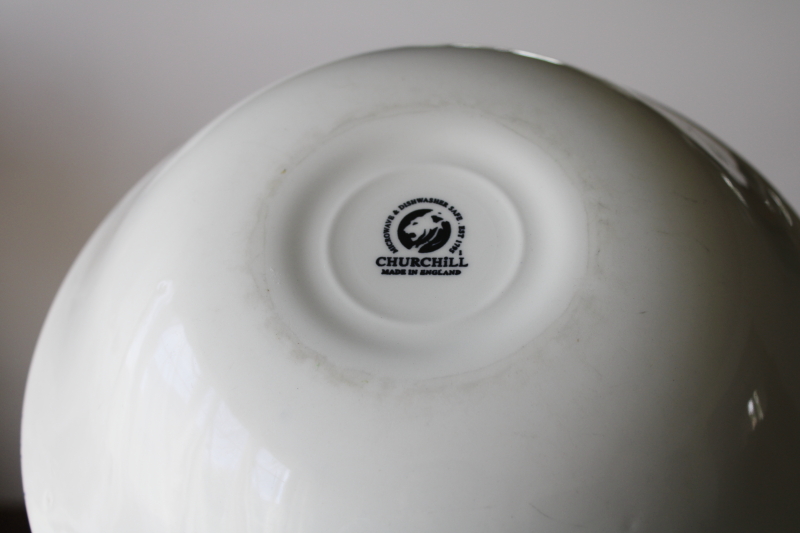 photo of Churchill England china vintage Blue Peony floral toile print round serving bowl #3