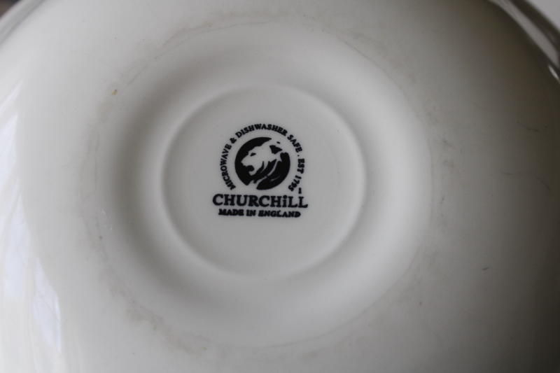 photo of Churchill England china vintage Blue Peony floral toile print round serving bowl #4