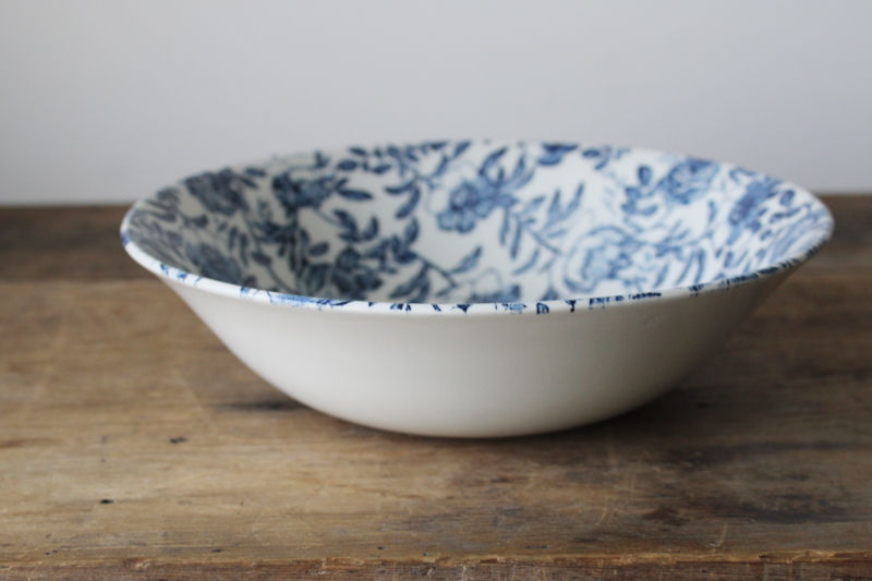 photo of Churchill England china vintage Blue Peony floral toile print round serving bowl #5