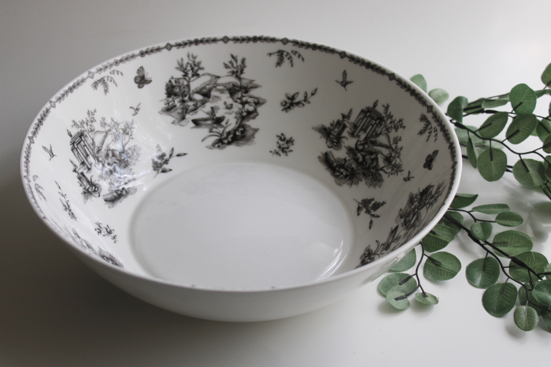 photo of Churchill Queen's bone china large bowl Toille print black & white vintage toile  #1