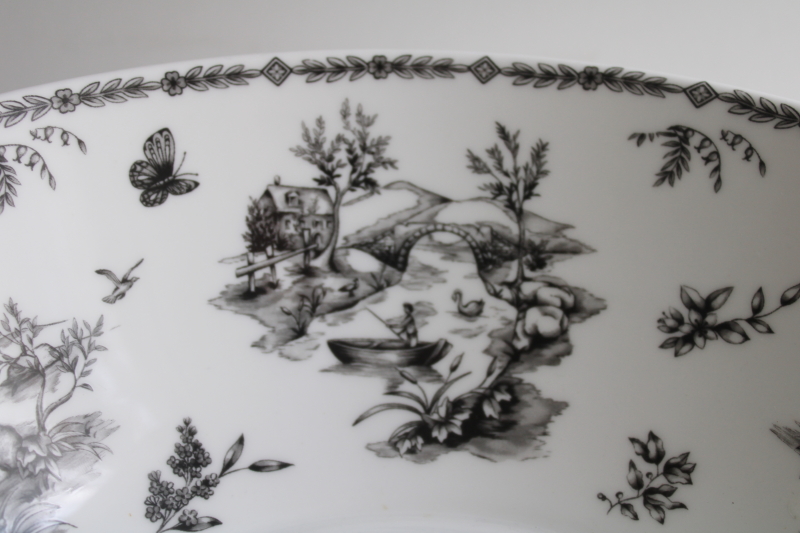 photo of Churchill Queen's bone china large bowl Toille print black & white vintage toile  #2