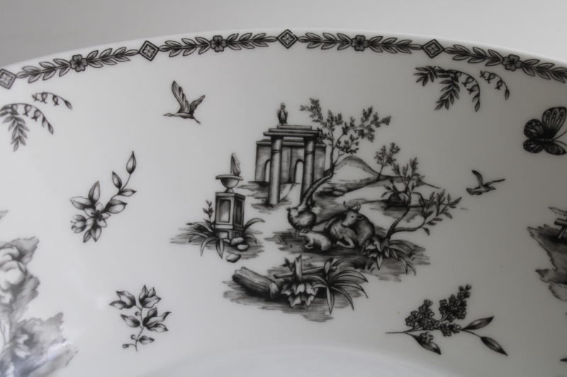 photo of Churchill Queen's bone china large bowl Toille print black & white vintage toile  #3