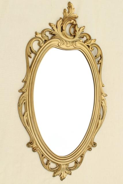 photo of Cinderella french brocante style vintage wall mirror, gold rococo frame w/ oval glass #1