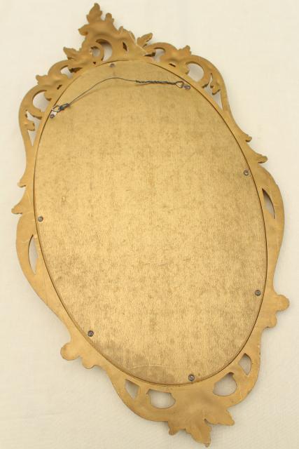 photo of Cinderella french brocante style vintage wall mirror, gold rococo frame w/ oval glass #2