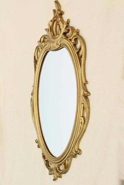 photo of Cinderella french brocante style vintage wall mirror, gold rococo frame w/ oval glass #4