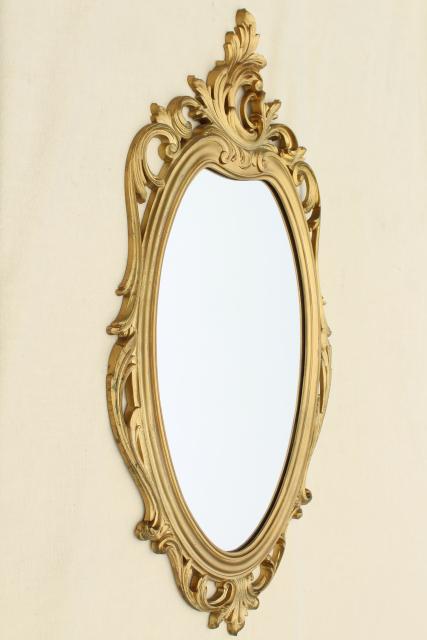 photo of Cinderella french brocante style vintage wall mirror, gold rococo frame w/ oval glass #5