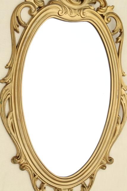 photo of Cinderella french brocante style vintage wall mirror, gold rococo frame w/ oval glass #6