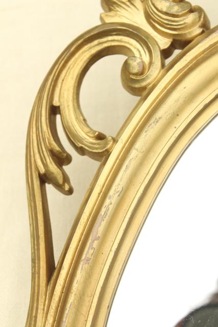 photo of Cinderella french brocante style vintage wall mirror, gold rococo frame w/ oval glass #8