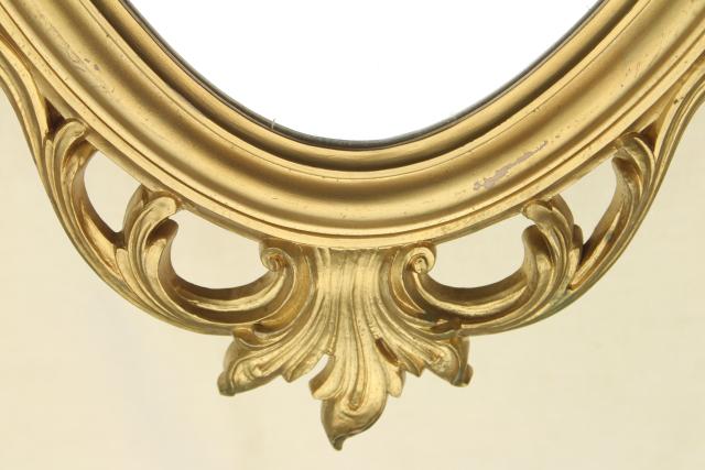 photo of Cinderella french brocante style vintage wall mirror, gold rococo frame w/ oval glass #9