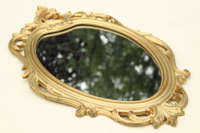 photo of Cinderella french brocante style vintage wall mirror, gold rococo frame w/ oval glass #10