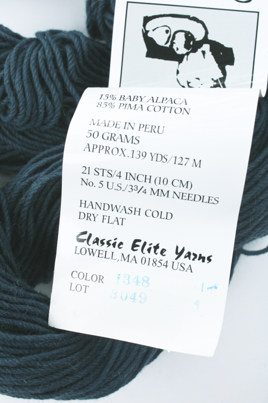 photo of Classic Elite yarns Mistral pima cotton alpaca blend dusky teal blue three 50 gram hanks #3