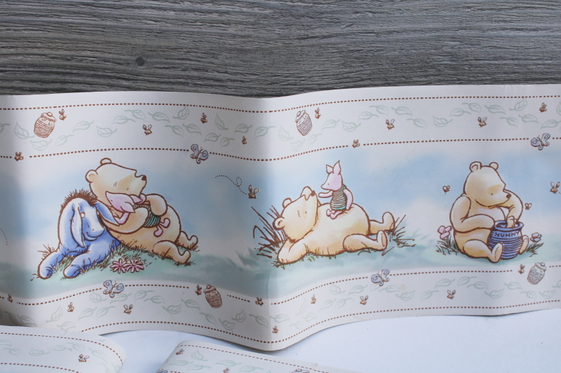 photo of Classic Pooh EH Shepherd style illustrations wallpaper border & light switch cover plate #5