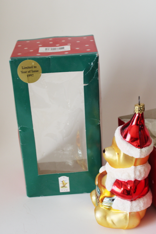 photo of Classic Pooh vintage 1990s Germany blown glass Christmas ornament Santa hat Pooh bear #2