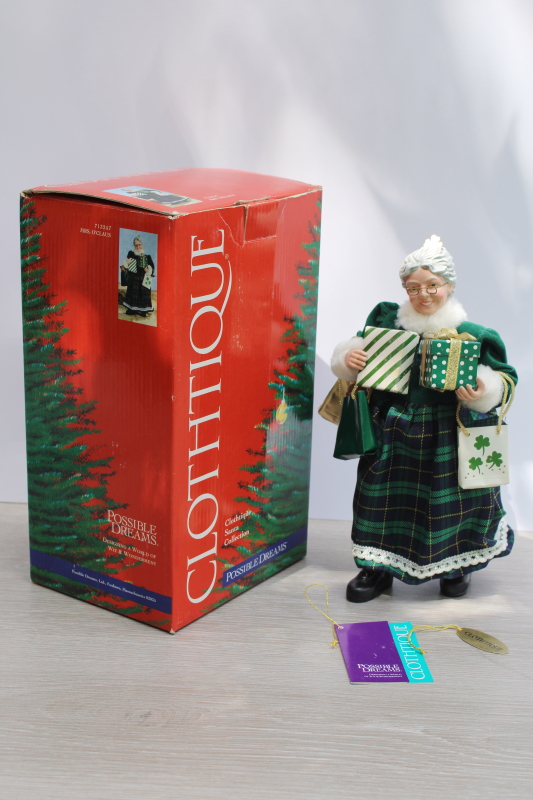 photo of Clothtique Possible Dreams Mrs Santa Irish Mrs O'Claus figurine in box, 2000s vintage  #1