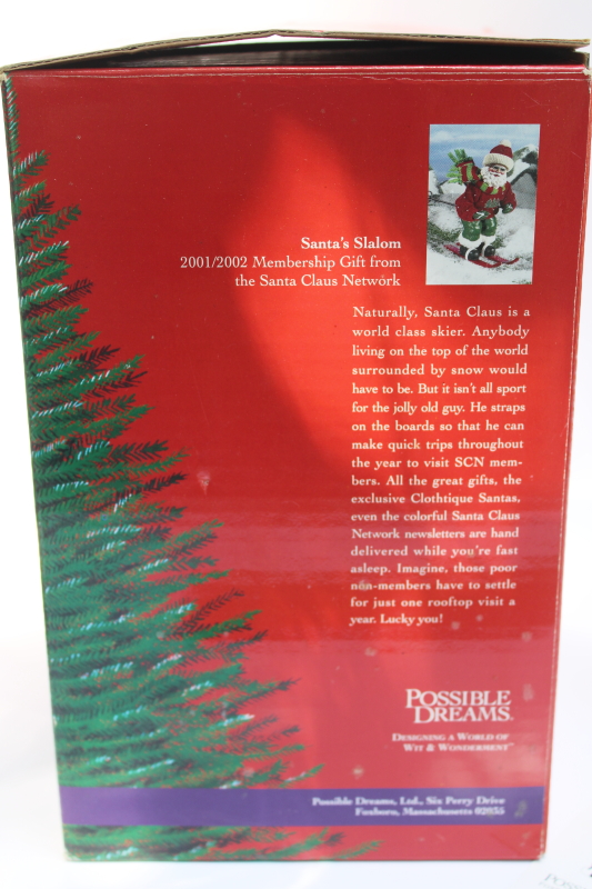 photo of Clothtique Possible Dreams Santa's Shalom skier Santa figurine in box, vintage 2001  #6