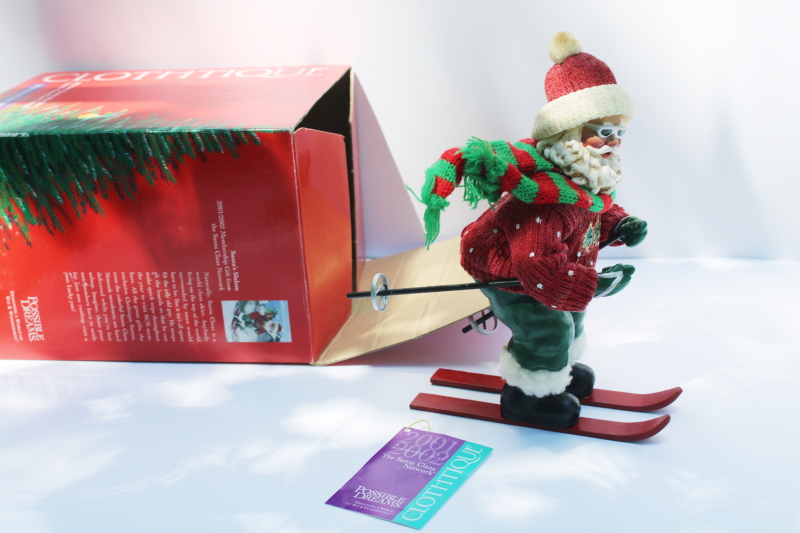 photo of Clothtique Possible Dreams Santa's Shalom skier Santa figurine in box, vintage 2001  #7
