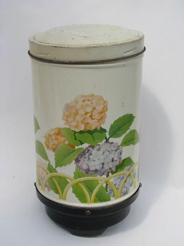 photo of Club 1940s vintage flowered kitchen cabinet hoosier coffee canister bin dispenser #1