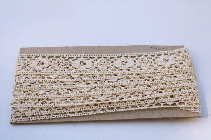 photo of Cluny style vintage ivory cotton lace insertion sewing trim for ribbon or edging #1