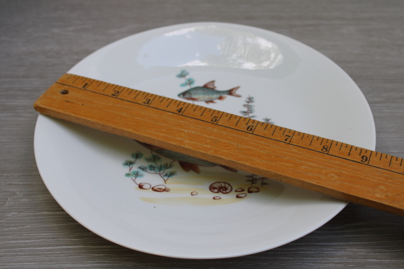 photo of Cmielow Poland china plate, vintage luncheon plate fish pattern teal green & blue  #5