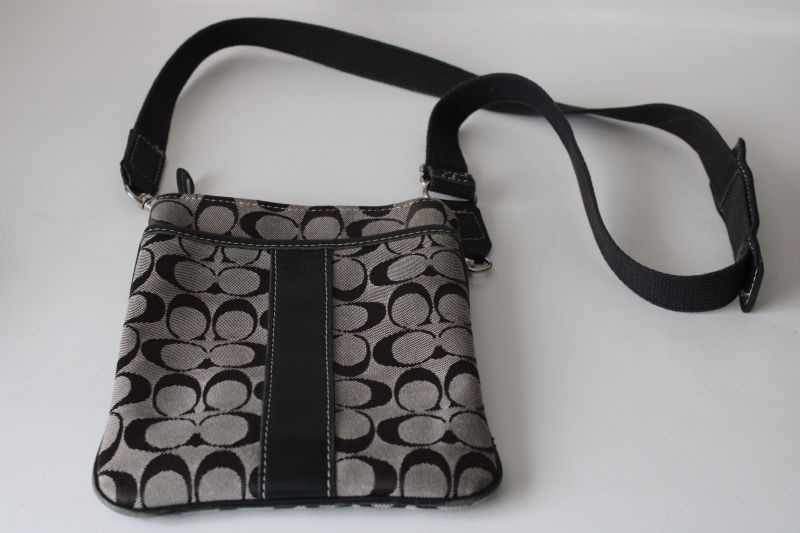 photo of Coach signature black trim crossbody shoulder bag, small purse good used condition  #1