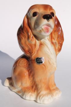 catalog photo of Cocker spaniel dog vintage ceramic planter vase, Royal Copley label puppy