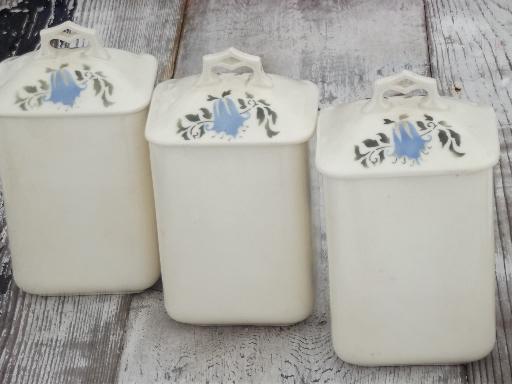 photo of Coffee, Tea and Sugar old antique blue and white china canister jars #4