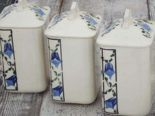 photo of Coffee, Tea and Sugar old antique blue and white china canister jars #5