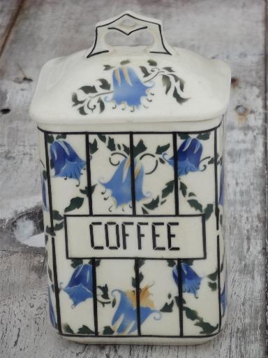 photo of Coffee, Tea and Sugar old antique blue and white china canister jars #6