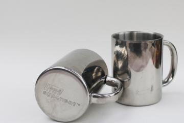 catalog photo of Coleman Exponent camp mugs for camping kitchen, heavy stainless steel metal cups