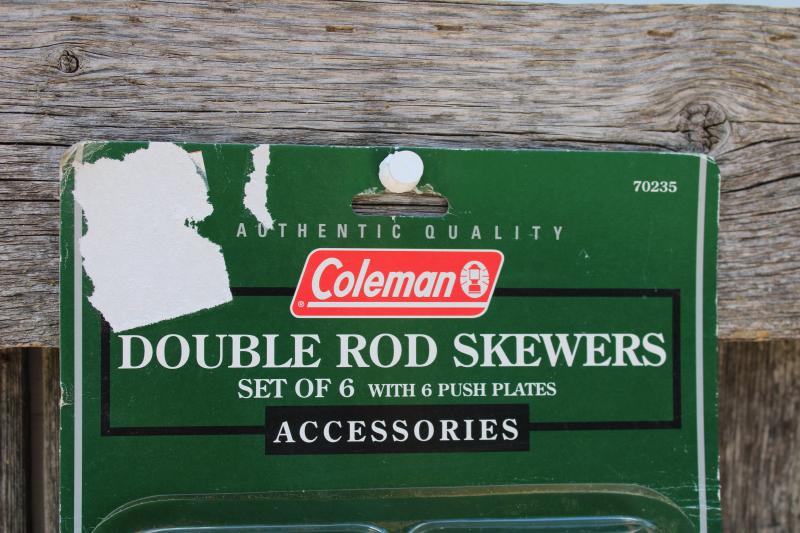 photo of Coleman camp stove grill accessories, mint in package double rod skewers w/ push plates #4