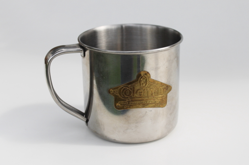 photo of Coleman metal camp mug stainless w/ brass vintage emblem The Sunshine Of The Night  #1