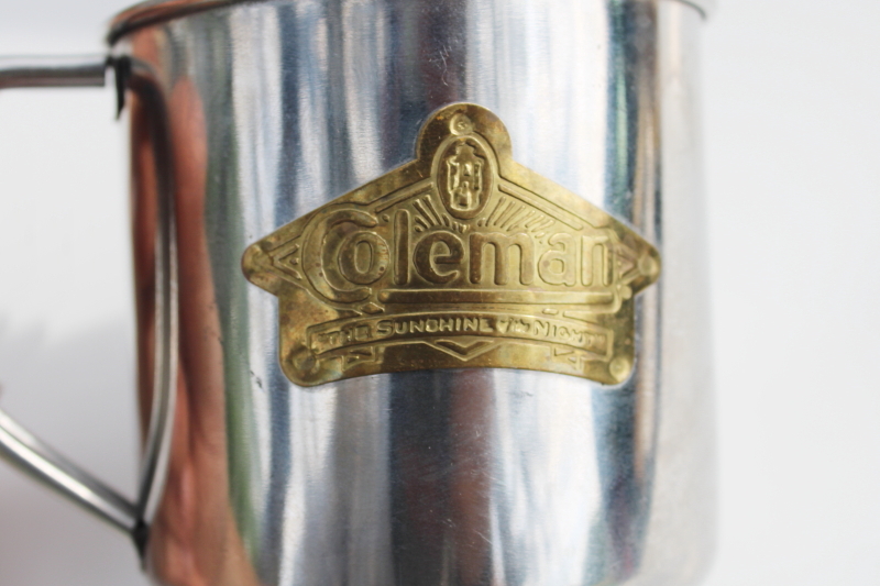 photo of Coleman metal camp mug stainless w/ brass vintage emblem The Sunshine Of The Night  #4