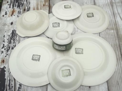 photo of Colonial Homestead green & white transferware, vintage Royal china dishes #4