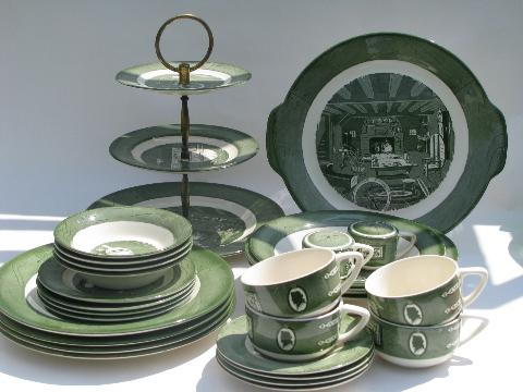 photo of Colonial Homestead pattern dishes, vintage Royal china set, plates, bowls, cups & saucers #1