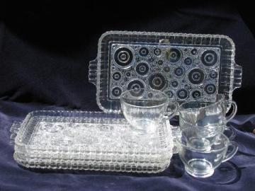 catalog photo of Colonial Lady bullseye sandwich pattern vintage pressed glass snack sets