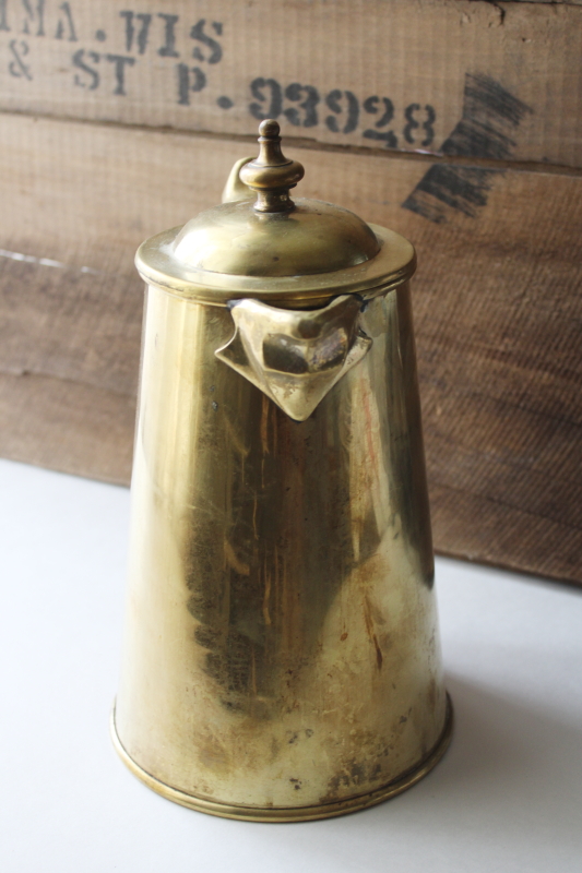 photo of Colonial Virginia solid brass coffee pot, traditional metalcrafters handmade antique reproduction  #2