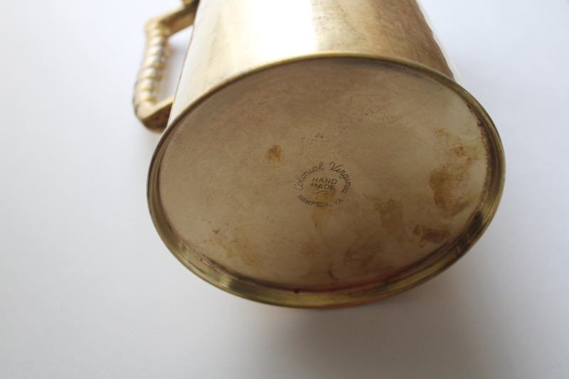 photo of Colonial Virginia solid brass coffee pot, traditional metalcrafters handmade antique reproduction  #5
