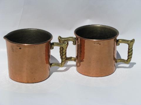 photo of Colonial Ware hammered copper coffee set, pot w/ sugar, cream pitcher on tray #3