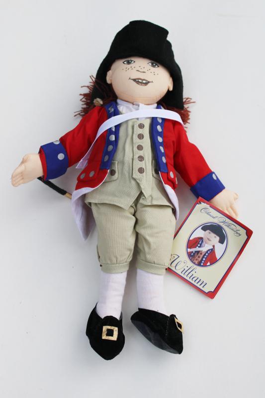 photo of Colonial Williamsburg fife & drum corps soldier uniform doll stuffed toy w/ tag #1