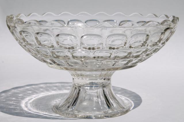 photo of Colonial Yorktown Federal glass compote dish or footed bowl, vintage pattern glass #1