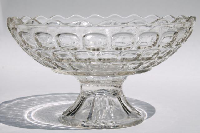 photo of Colonial Yorktown Federal glass compote dish or footed bowl, vintage pattern glass #2