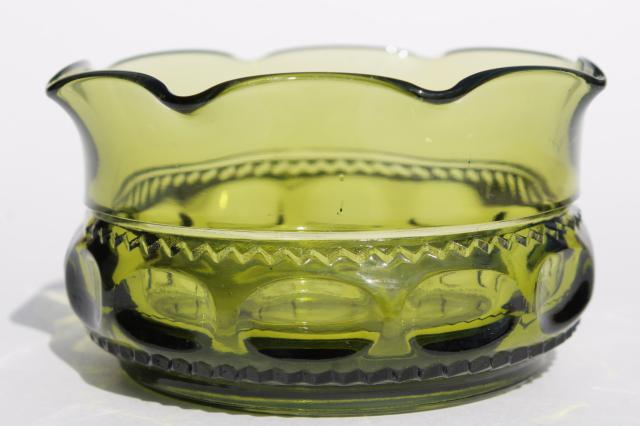 photo of Colony King's Crown green glass cream & sugar set, mayonnaise or sauce bowl #5