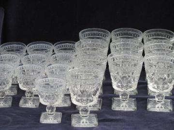 catalog photo of Colony Park Lane pattern glass stemware, 10 vintage water goblets wine glasses