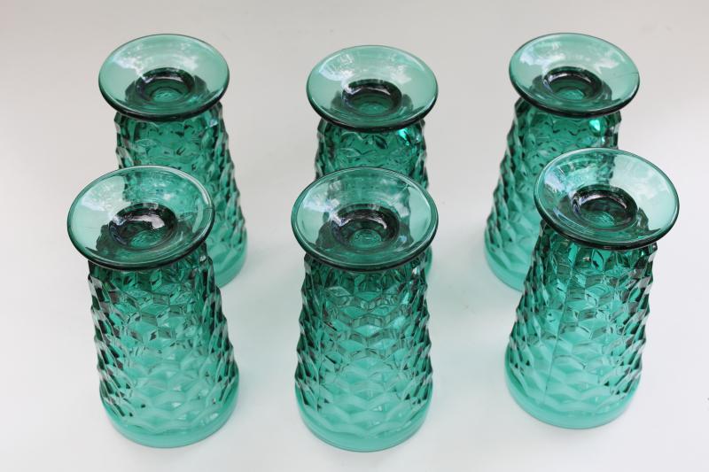 photo of Colony Whitehall teal green drinking glasses, big tall tumblers American cube pattern #3